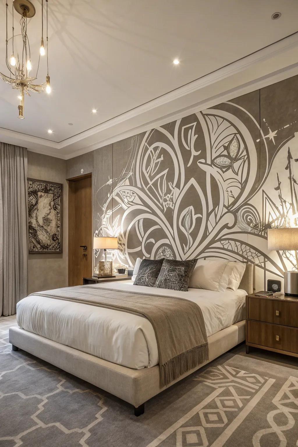 Monochromatic art creates sleek and sophisticated spaces.
