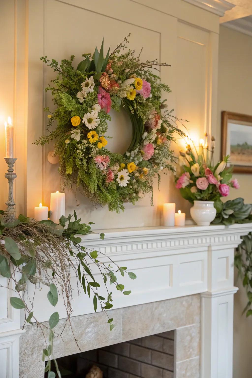 An eye-catching garland serves as a captivating centerpiece.