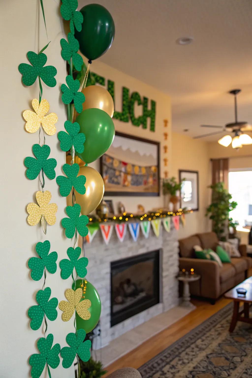 A handcrafted shamrock swag introducing a personal touch.
