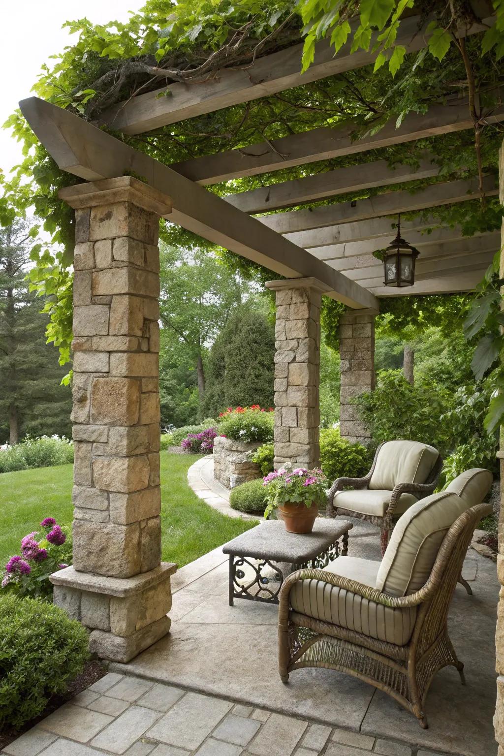 A rock feature adds shade and elegant style.
