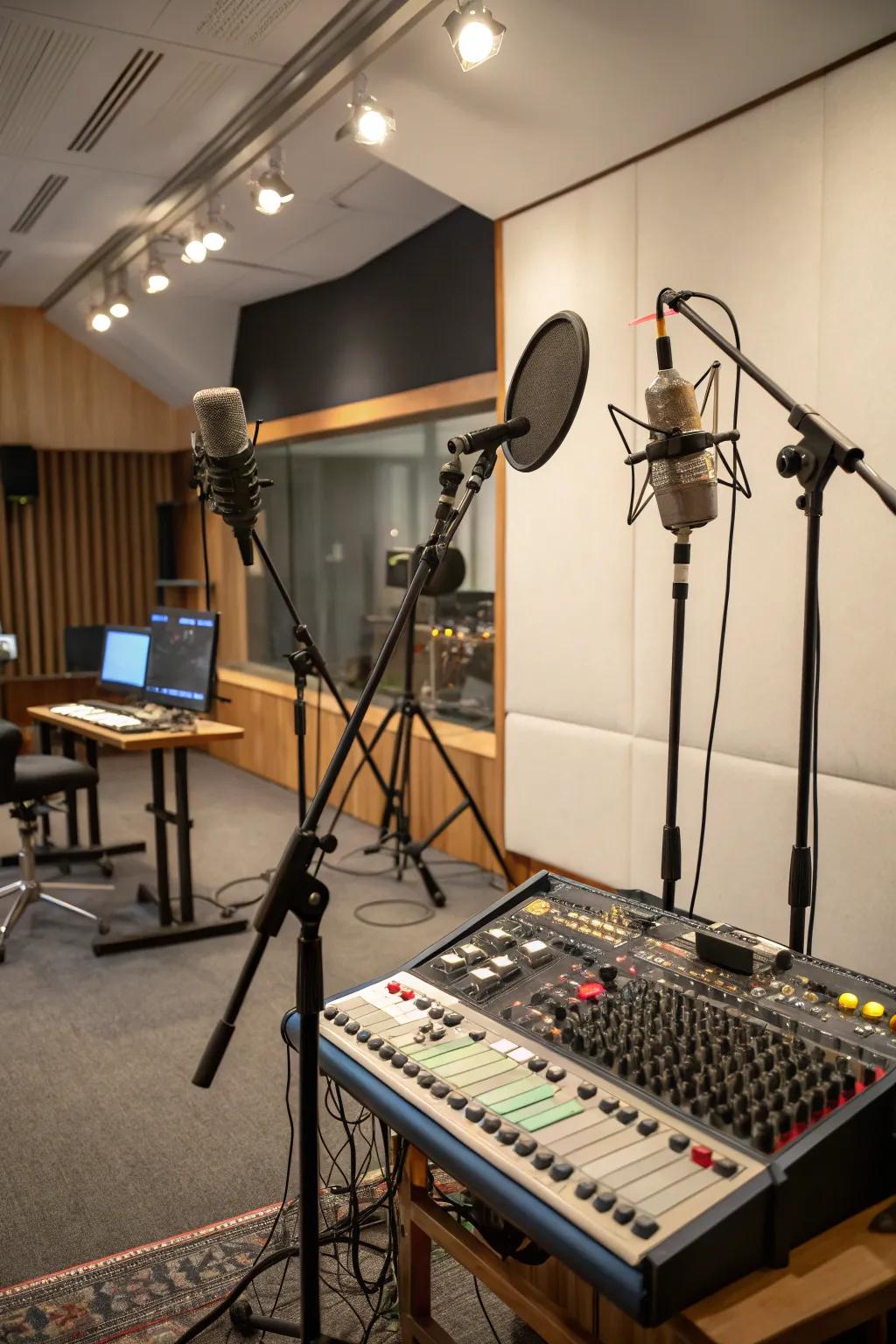 Place your recording gear for seamless sessions.