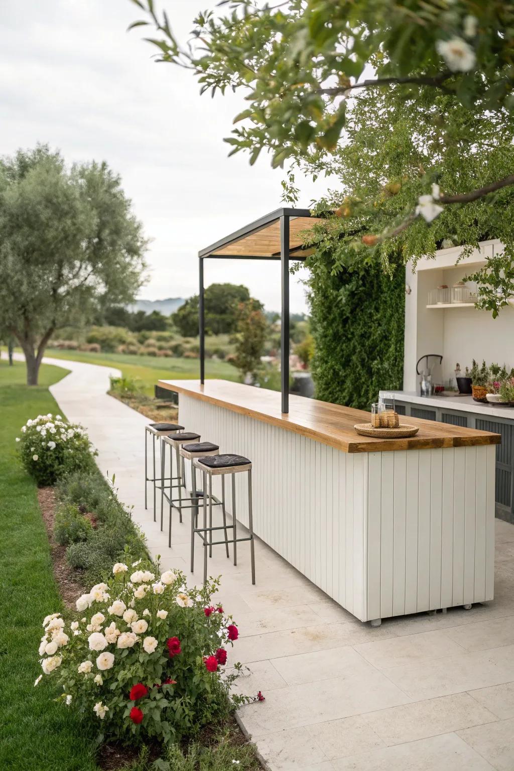 A streamlined minimalist bar gives a tranquil and sophisticated ambiance.