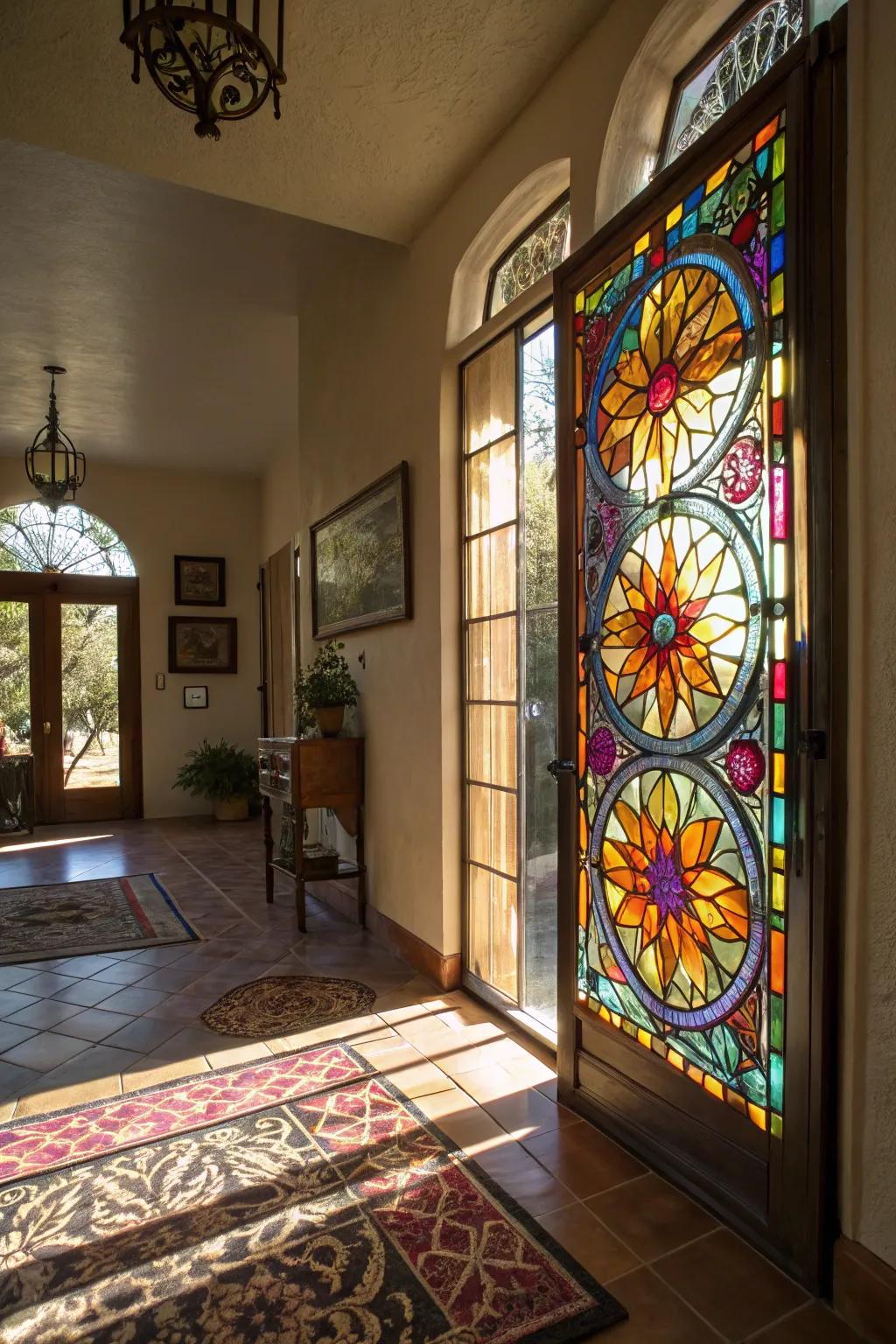 Timeless beauty with colored glass light catchers.