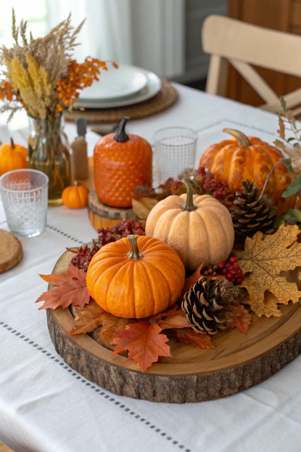 Seasonal hues evoke the warmth of autumn.