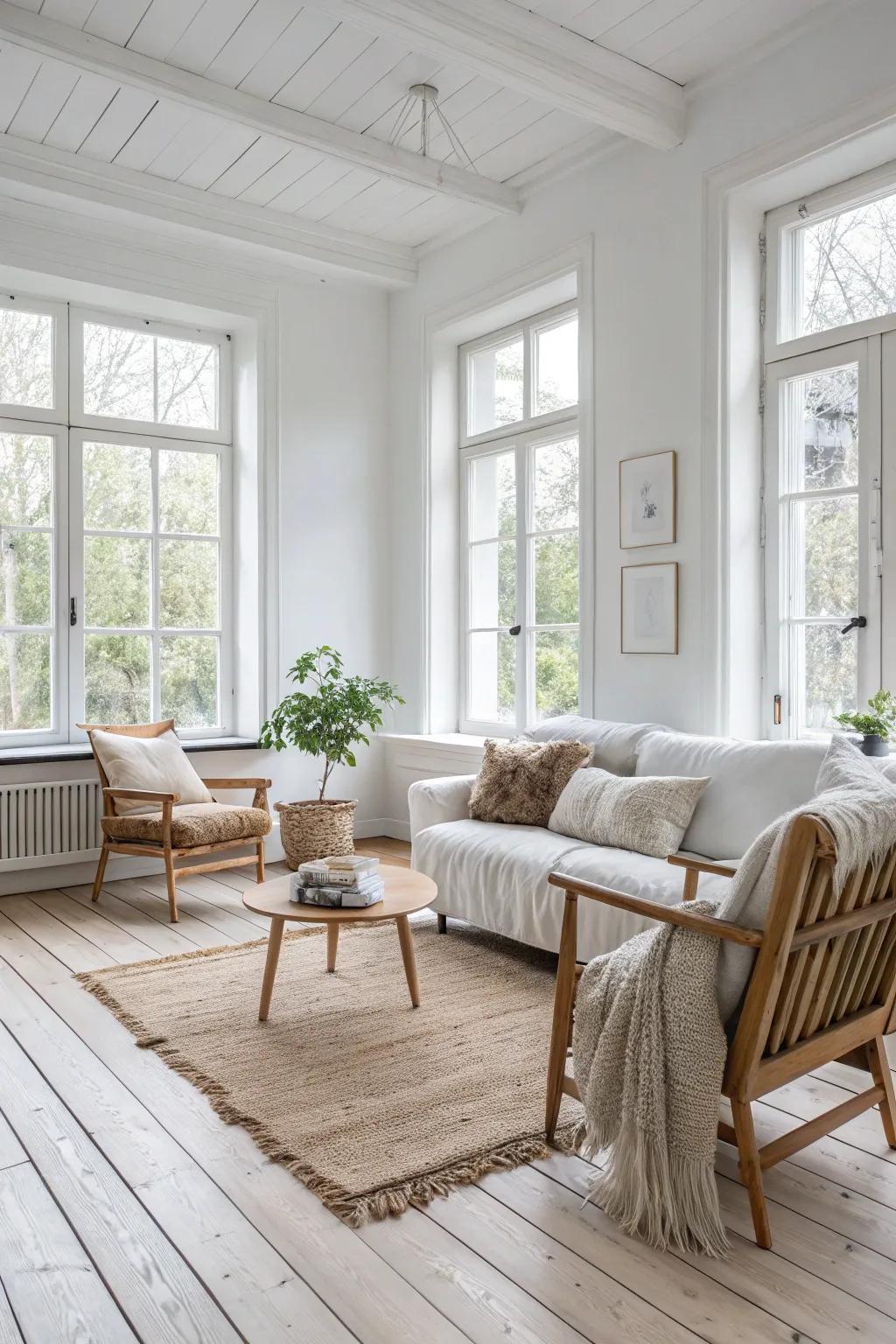 Nordic simplicity featuring tidy lines and natural components.