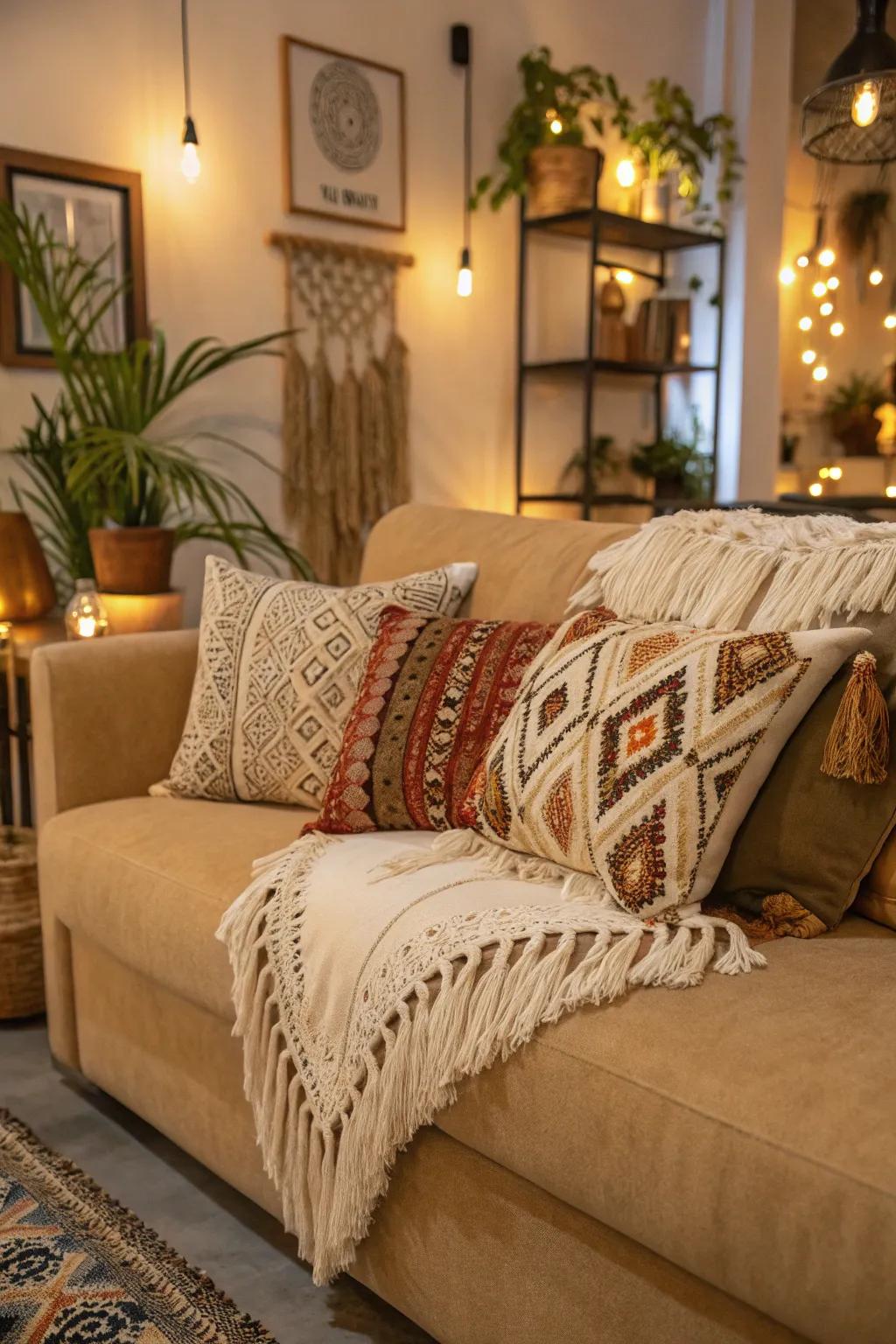 Bohemian elements contribute a cozy and artistic touch to your decor.