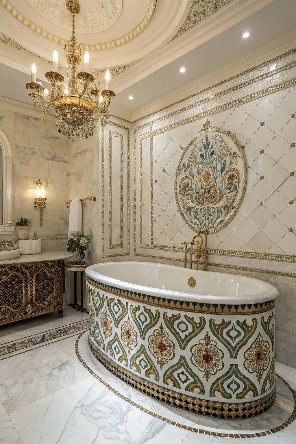 Pattern panels transform your bathtub area into a breathtaking artistic focus.