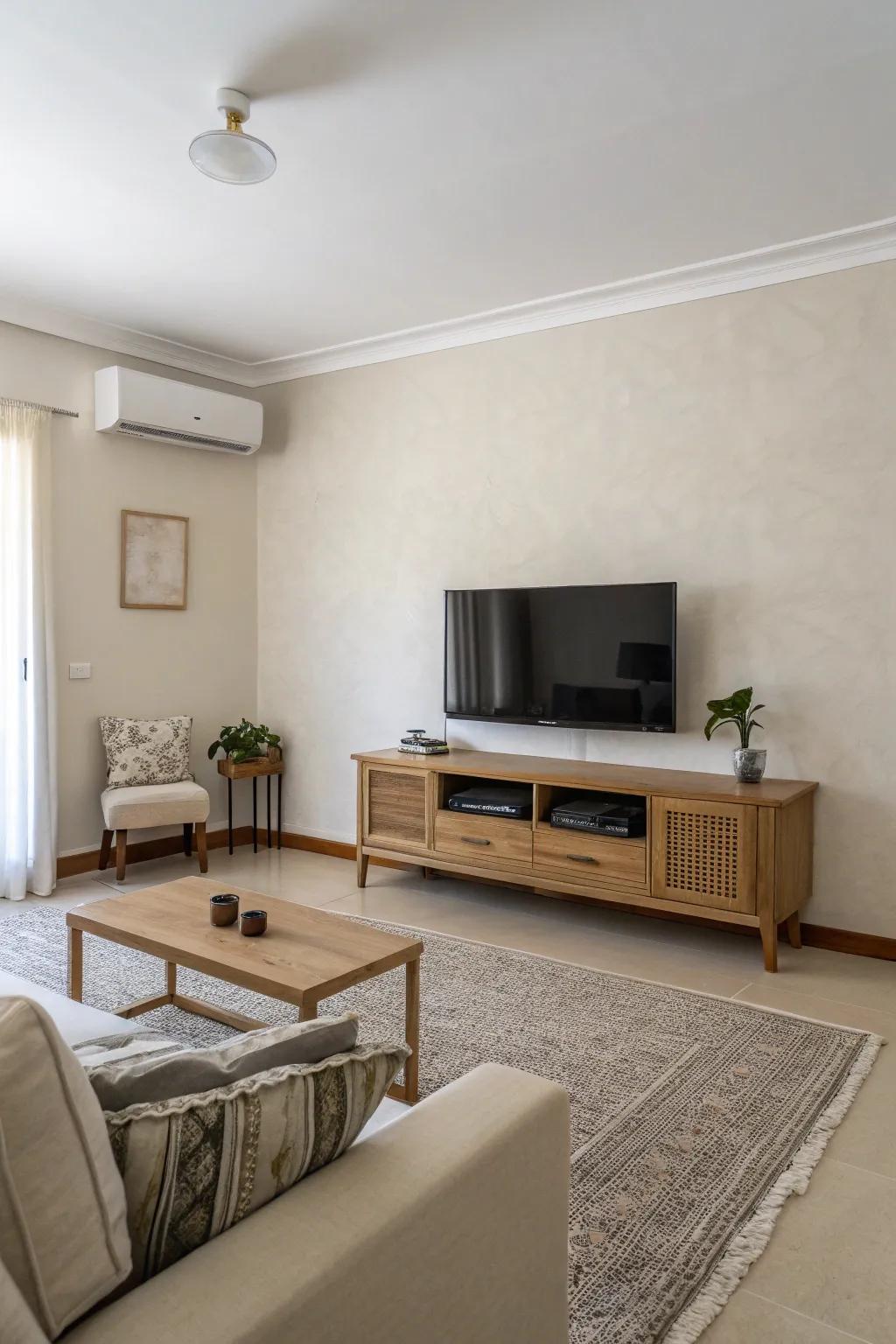 A simple TV accent wall embodying elegance and simplicity.