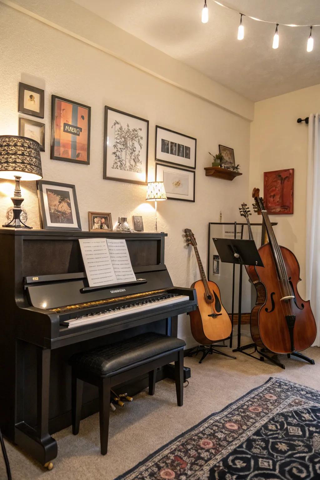 Inspire imagination with a different and inviting music corner.