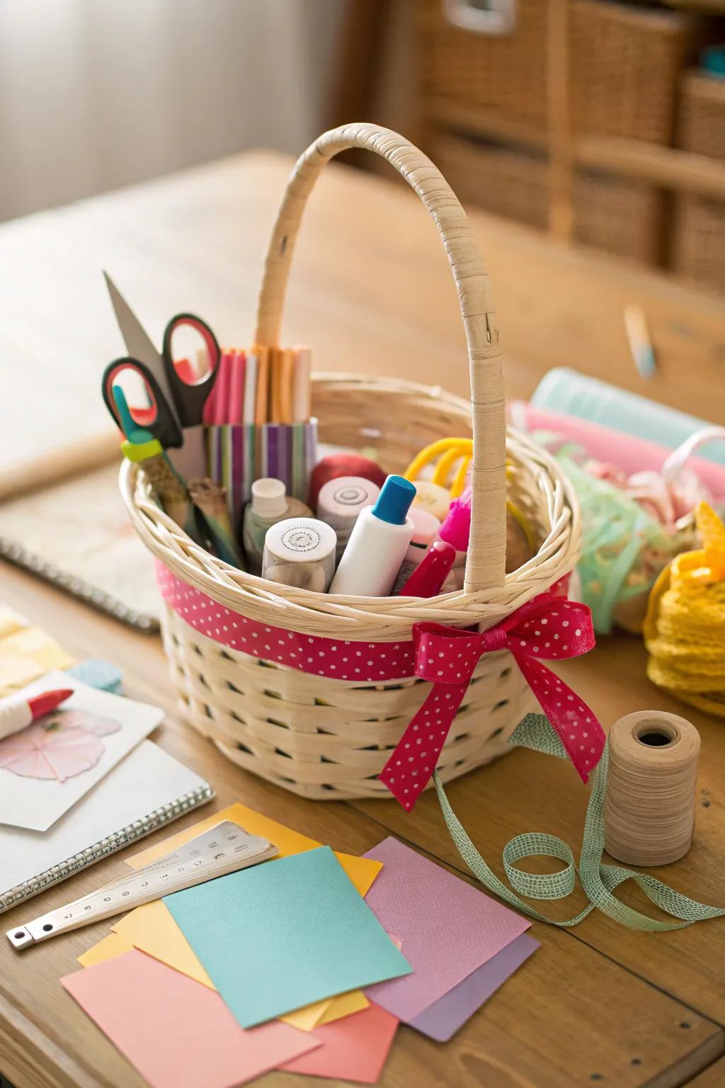 A crafting basket designed for a fun DIY project.