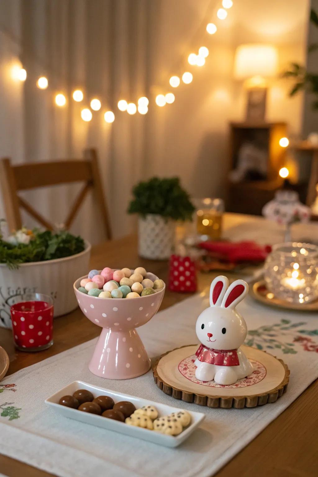 Playful elements bring a lighthearted note to the table.