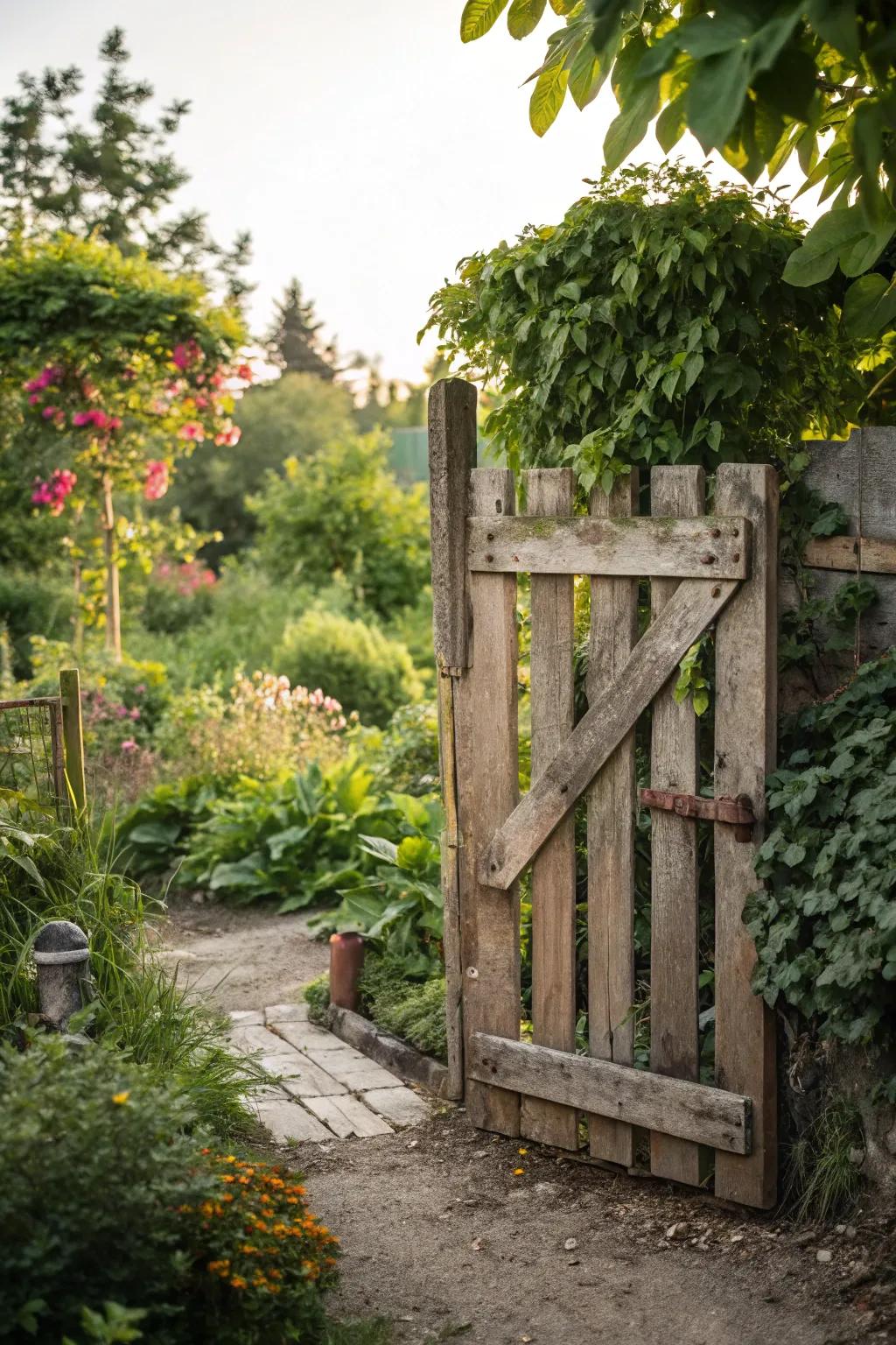 A sustainable entryway created from reused pallets.