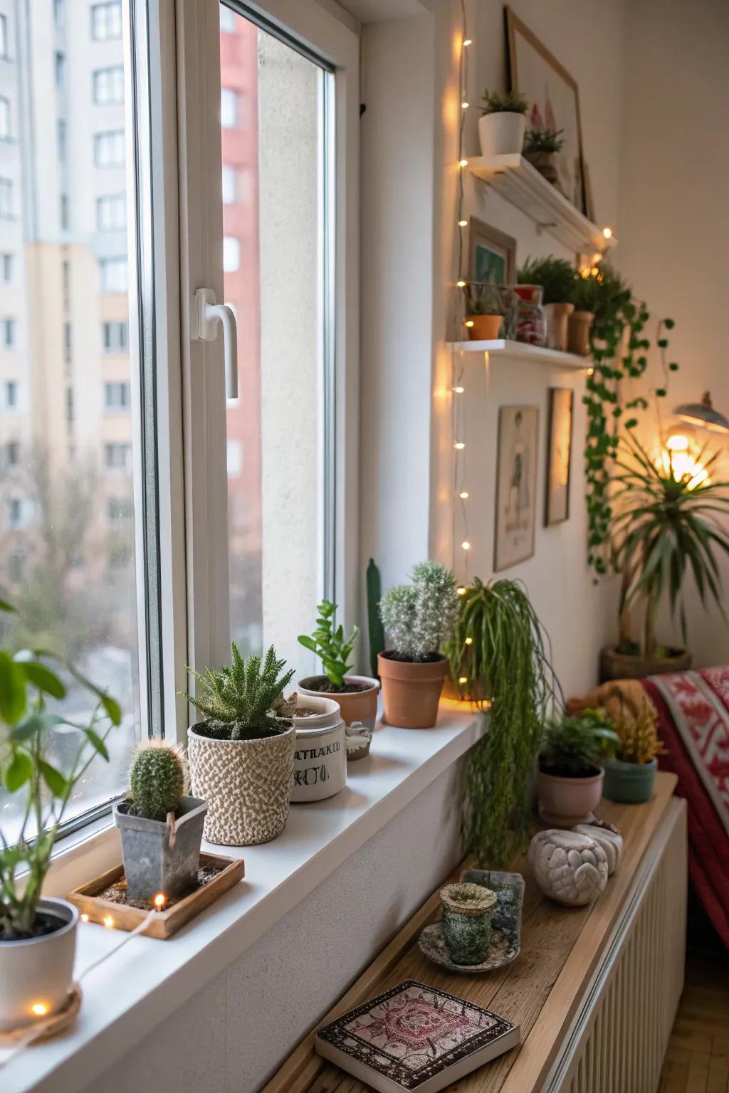 Windowsills are the ideal spot for your favorite trinkets.