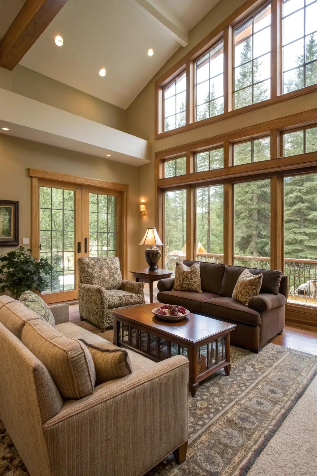 An unobstructed area arrangement promotes interaction and social engagement.
