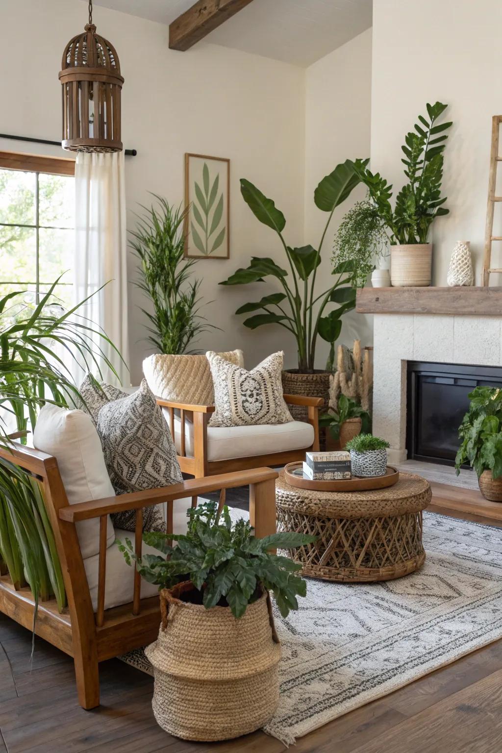 Interior greenery injects vibrancy and crispness into the décor.