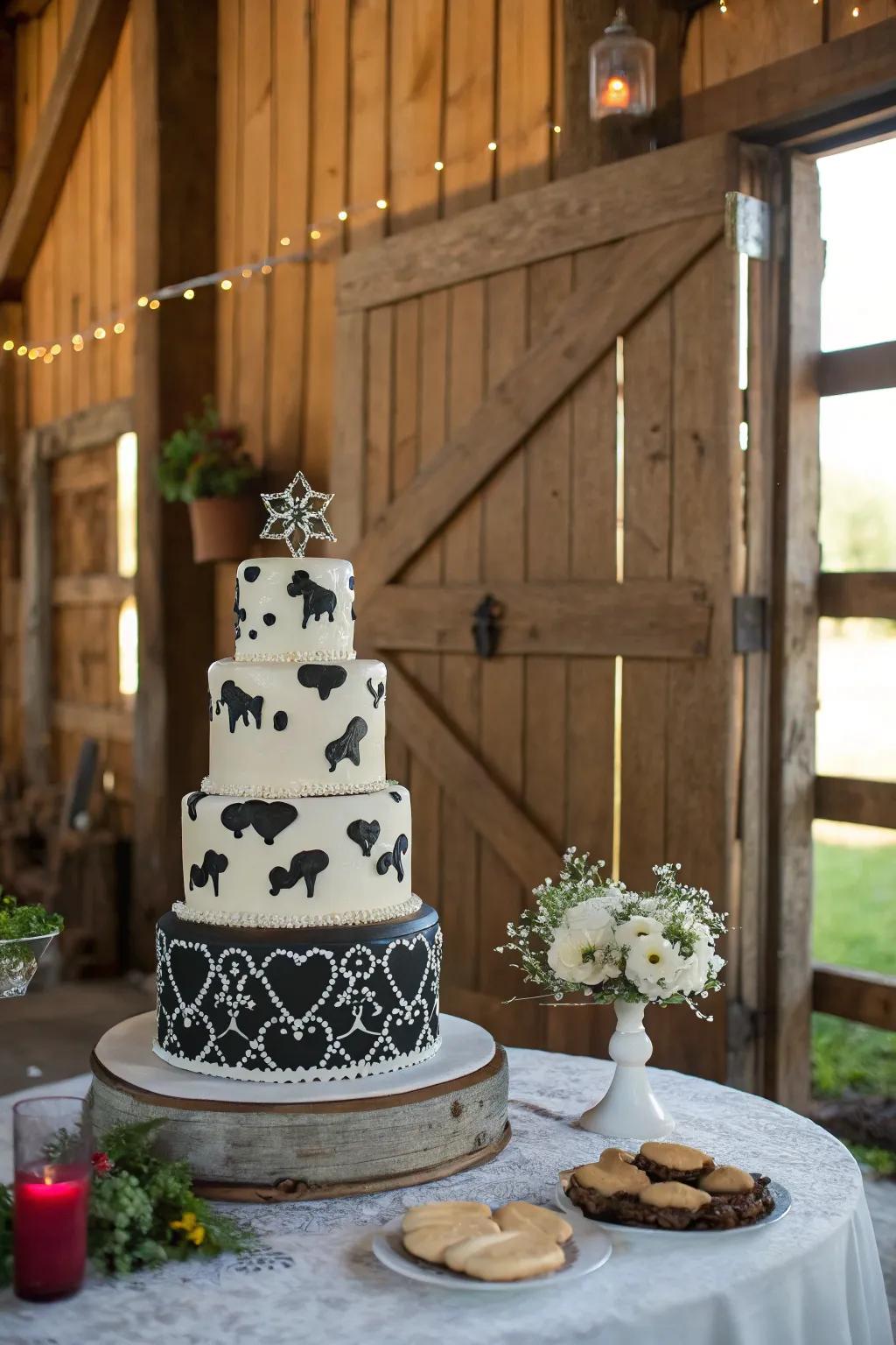 Cake with a playful bovine design.