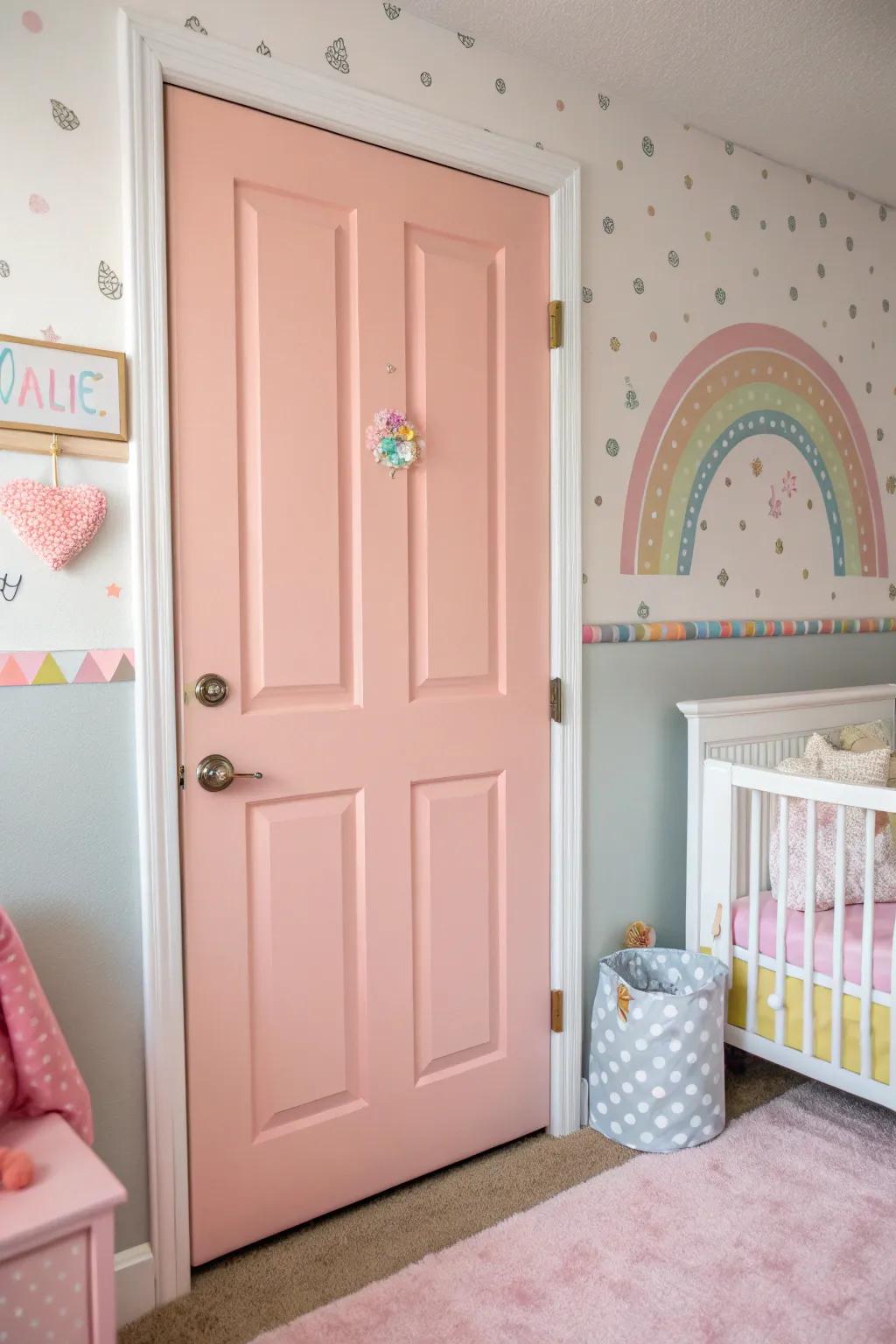 Rose doors introduce a playful and sweet vibe.