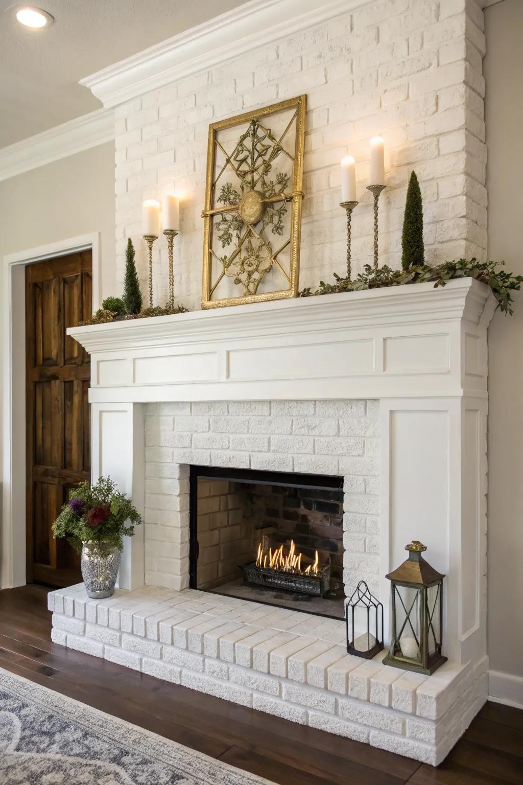 A showpiece mantel injects drama and individuality into the fireplace composition.