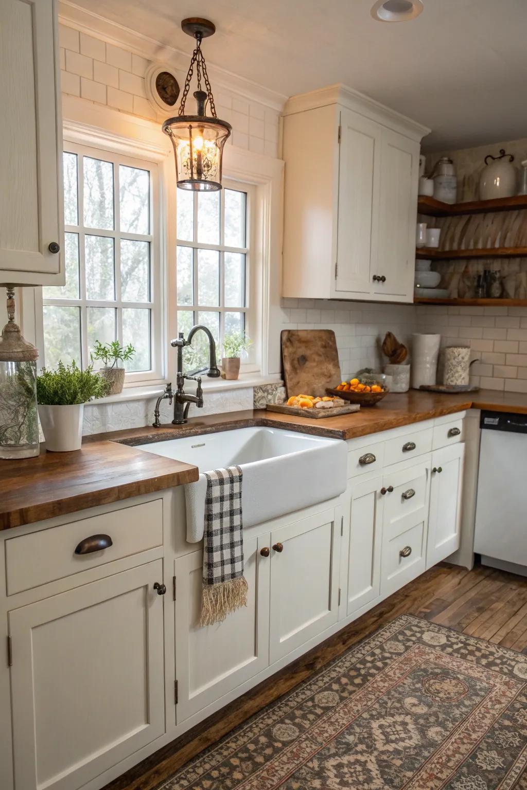 A kitchen that fuses contemporary functionality with period charm.