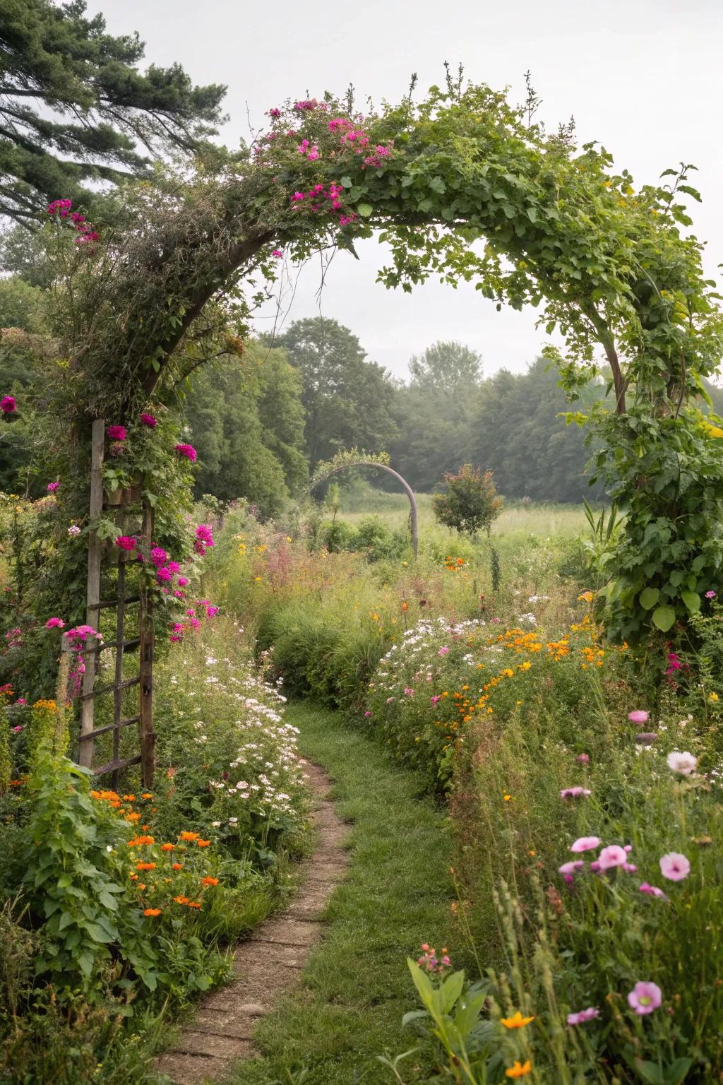 A hidden garden recess providing a private retreat.