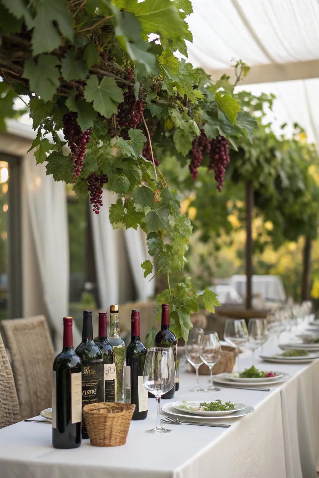 Grapevine accents instantly evoke a vineyard ambiance.