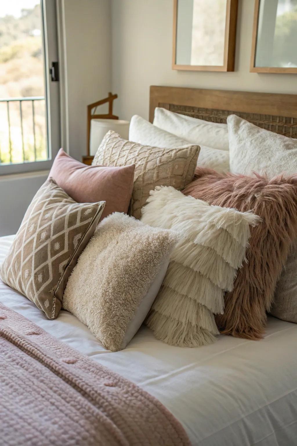 Plush support cushions add depth and comfort to your bedding.