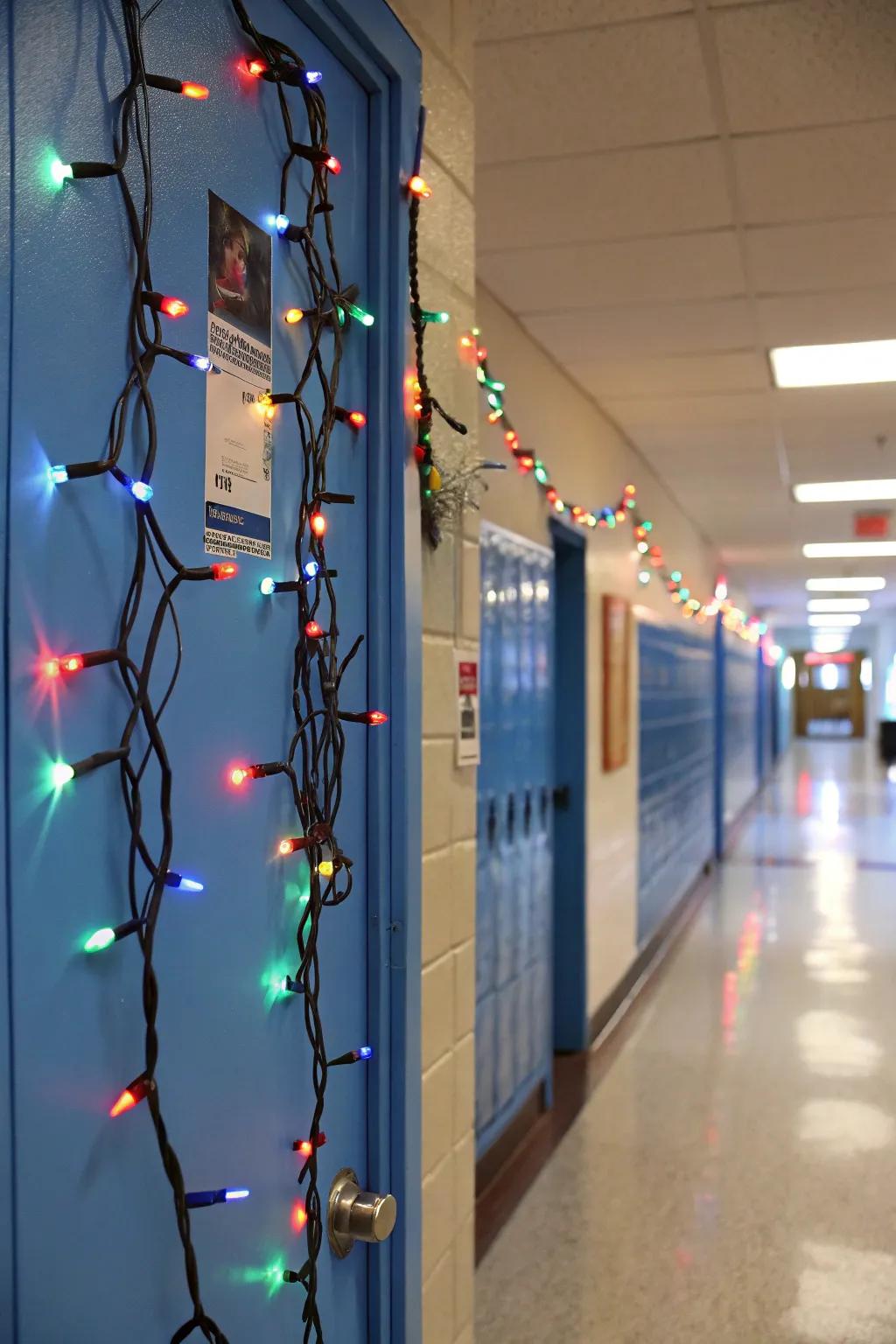 Celebratory illuminations append a celebratory luminescence to this academy portal