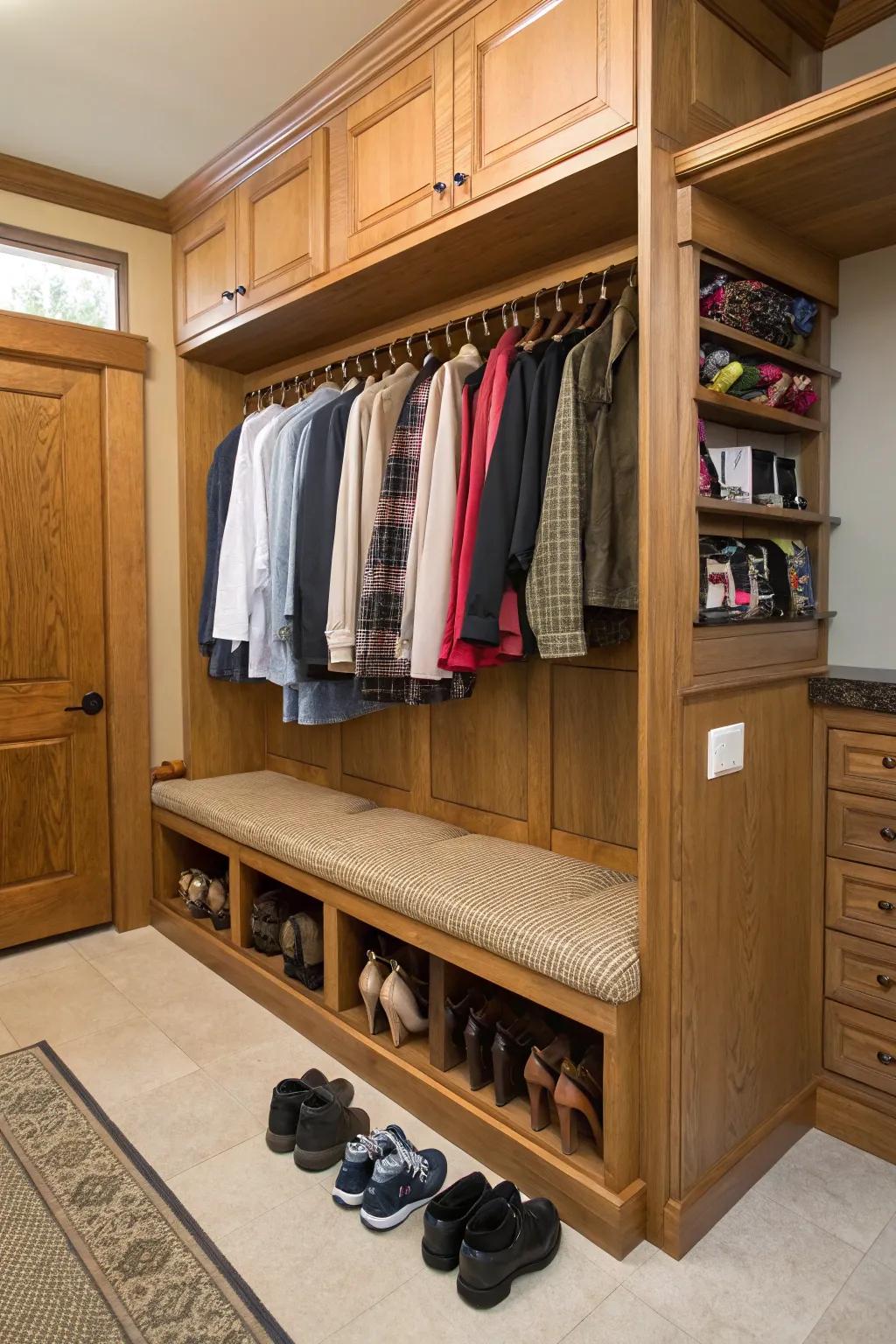 With a seating space, your closet experience is enhanced.