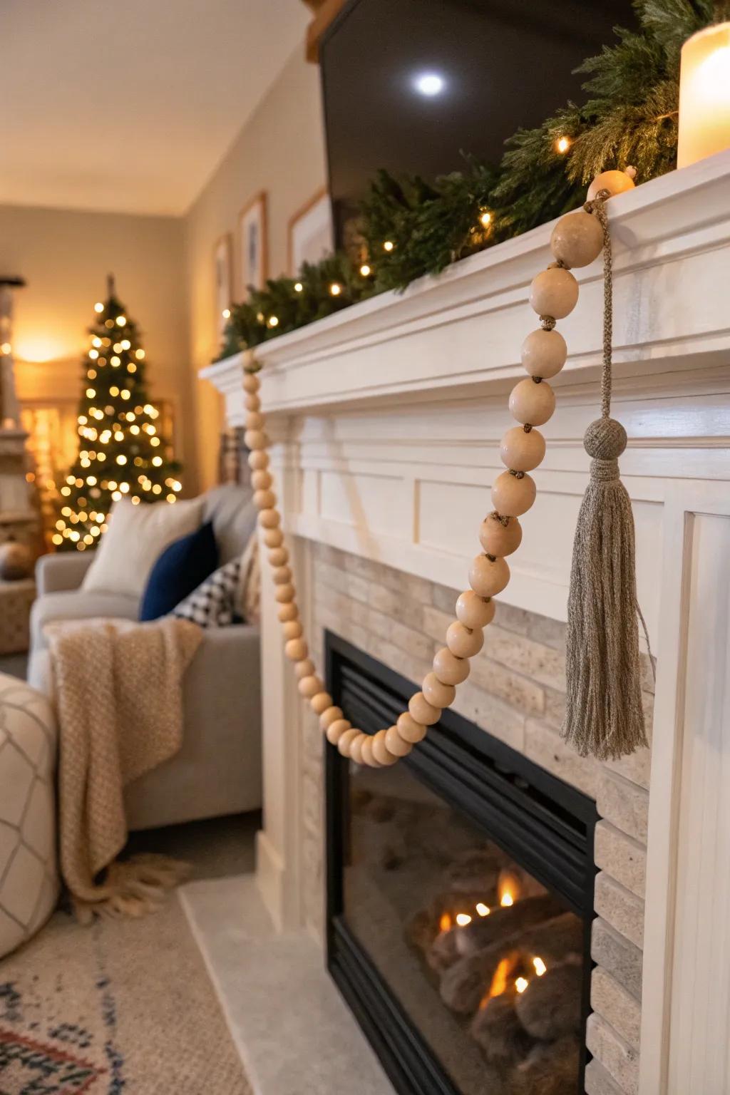 Timber bead rosaries infuse a hint of traditional elegance.