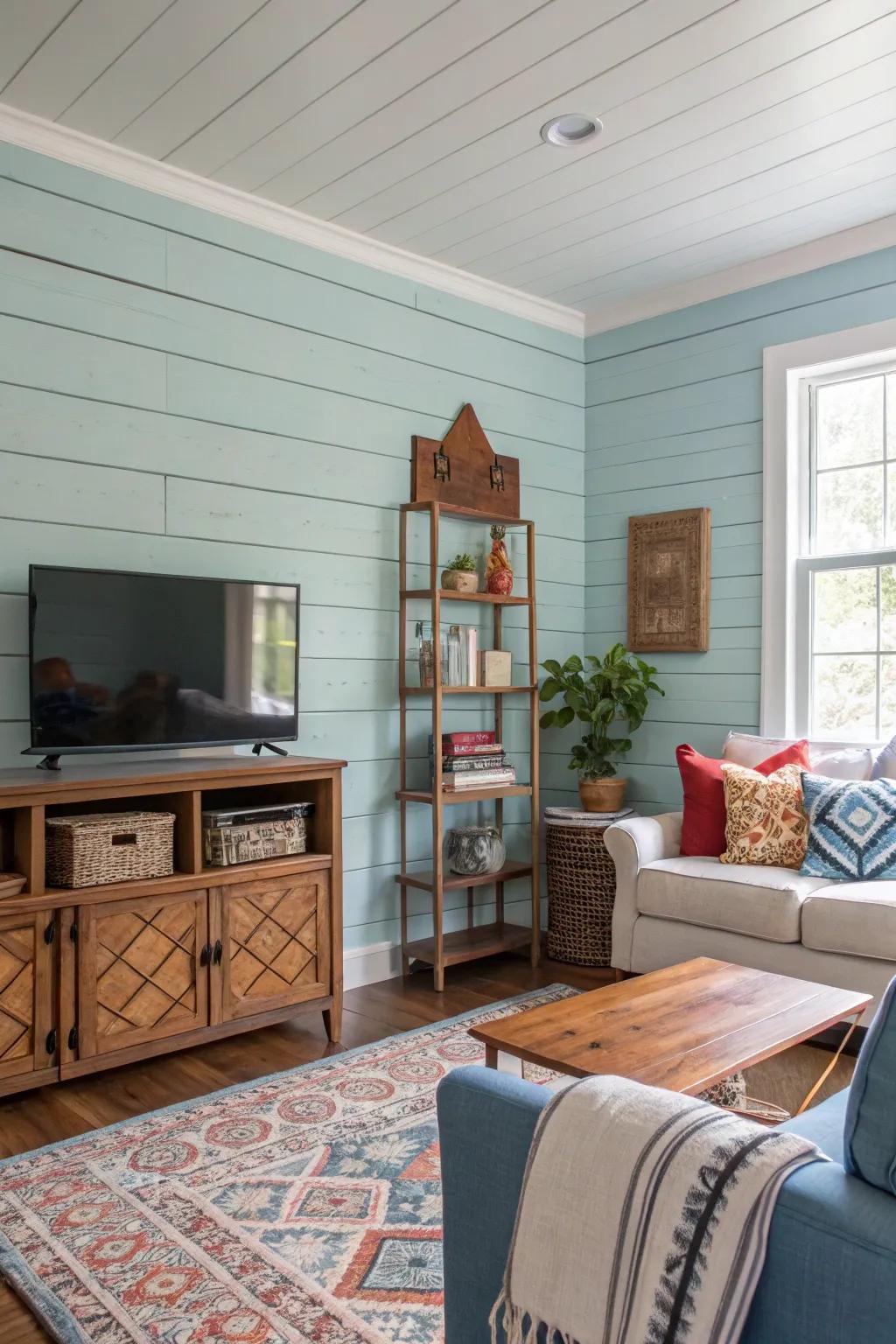 Include a playful accent through painted timber strips.