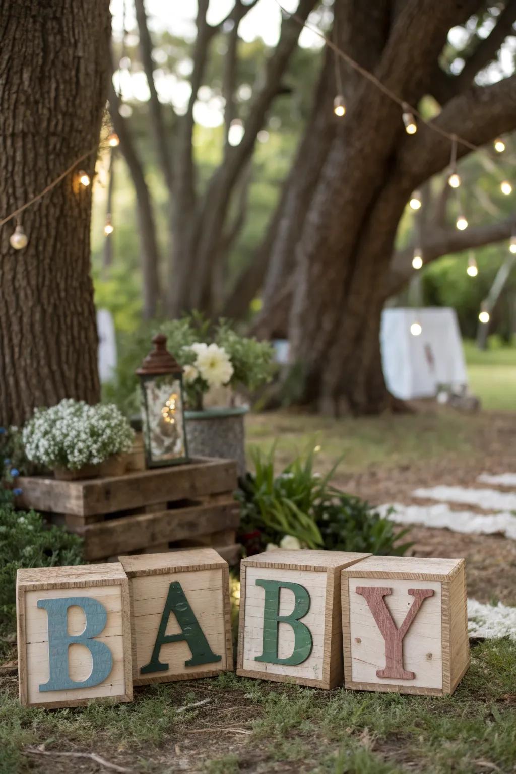 Ornamental bricks and placards add personal touches to the occasion.