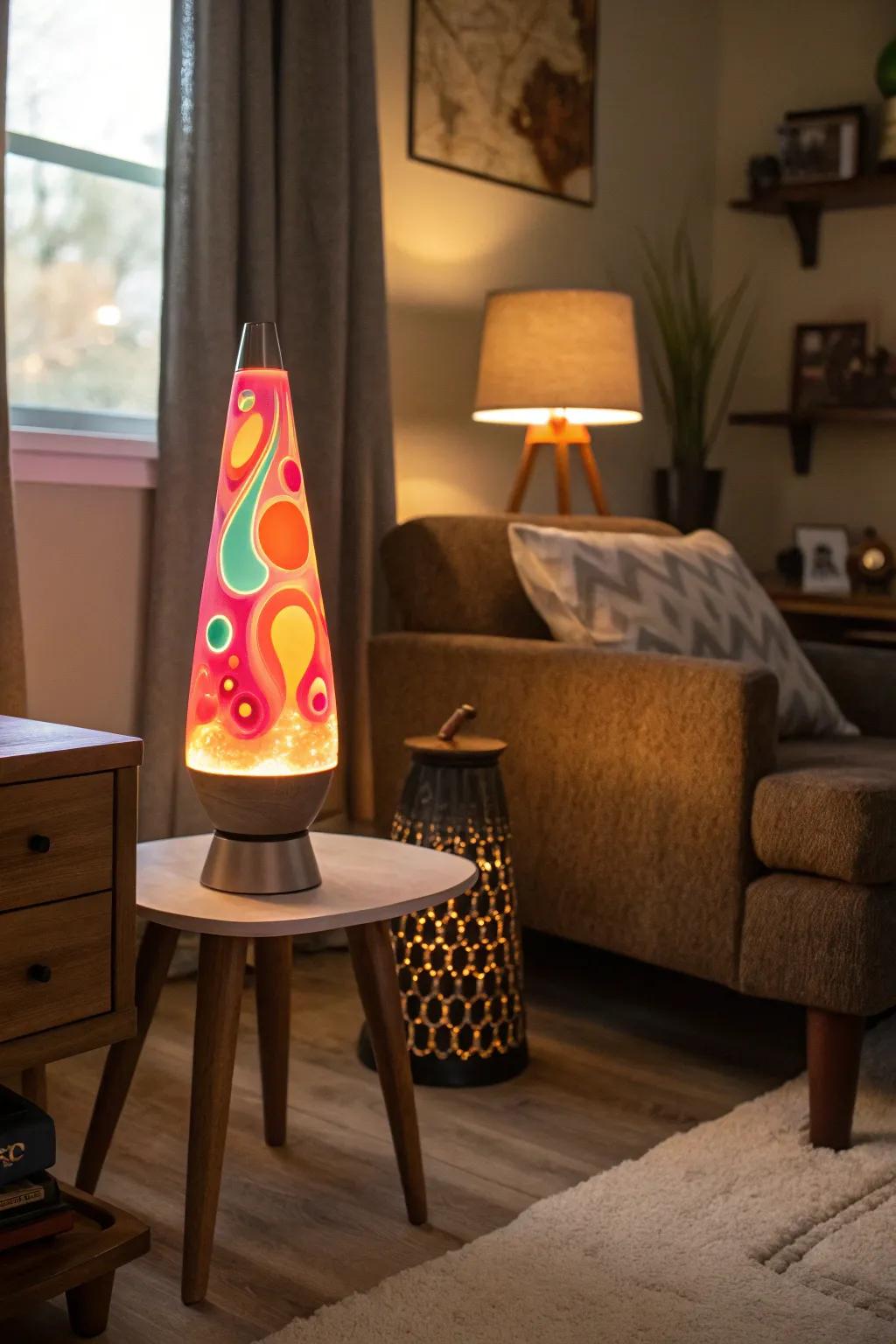 Flowing lamps add a dynamic and colorful touch to your Y2K room.