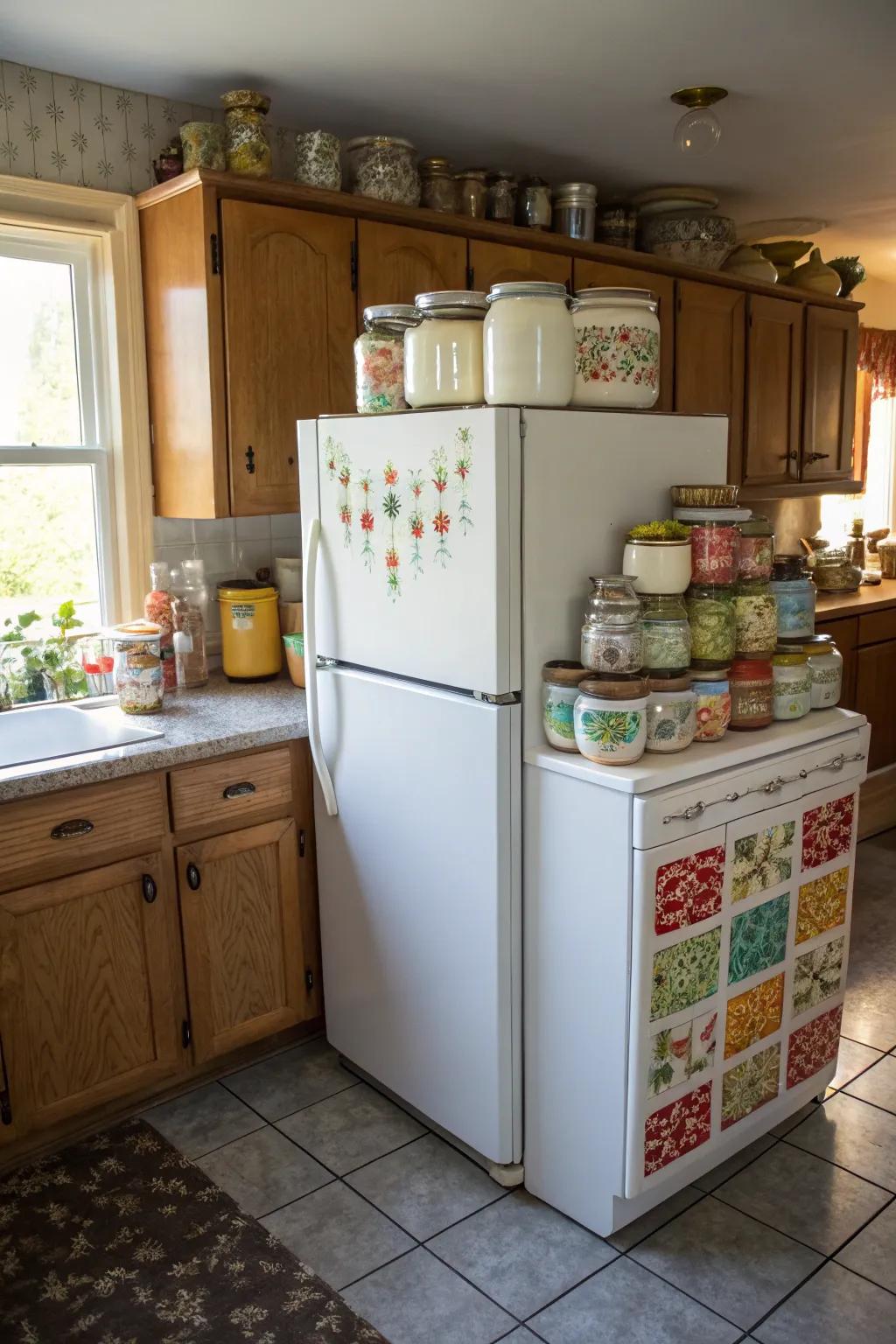 Showcase your unique compilation above the fridge.