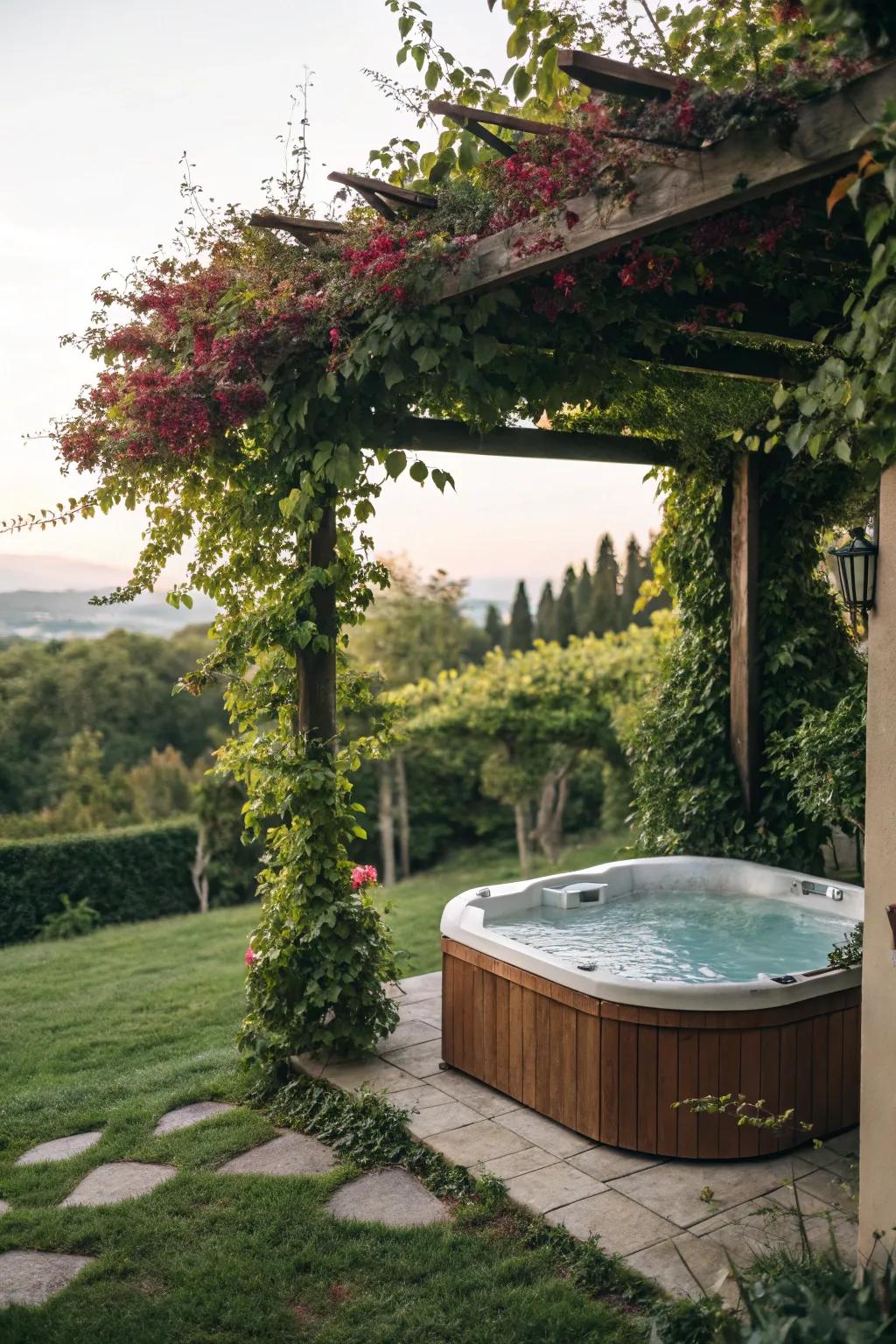 A portico furnishes shade and a hint of romance.