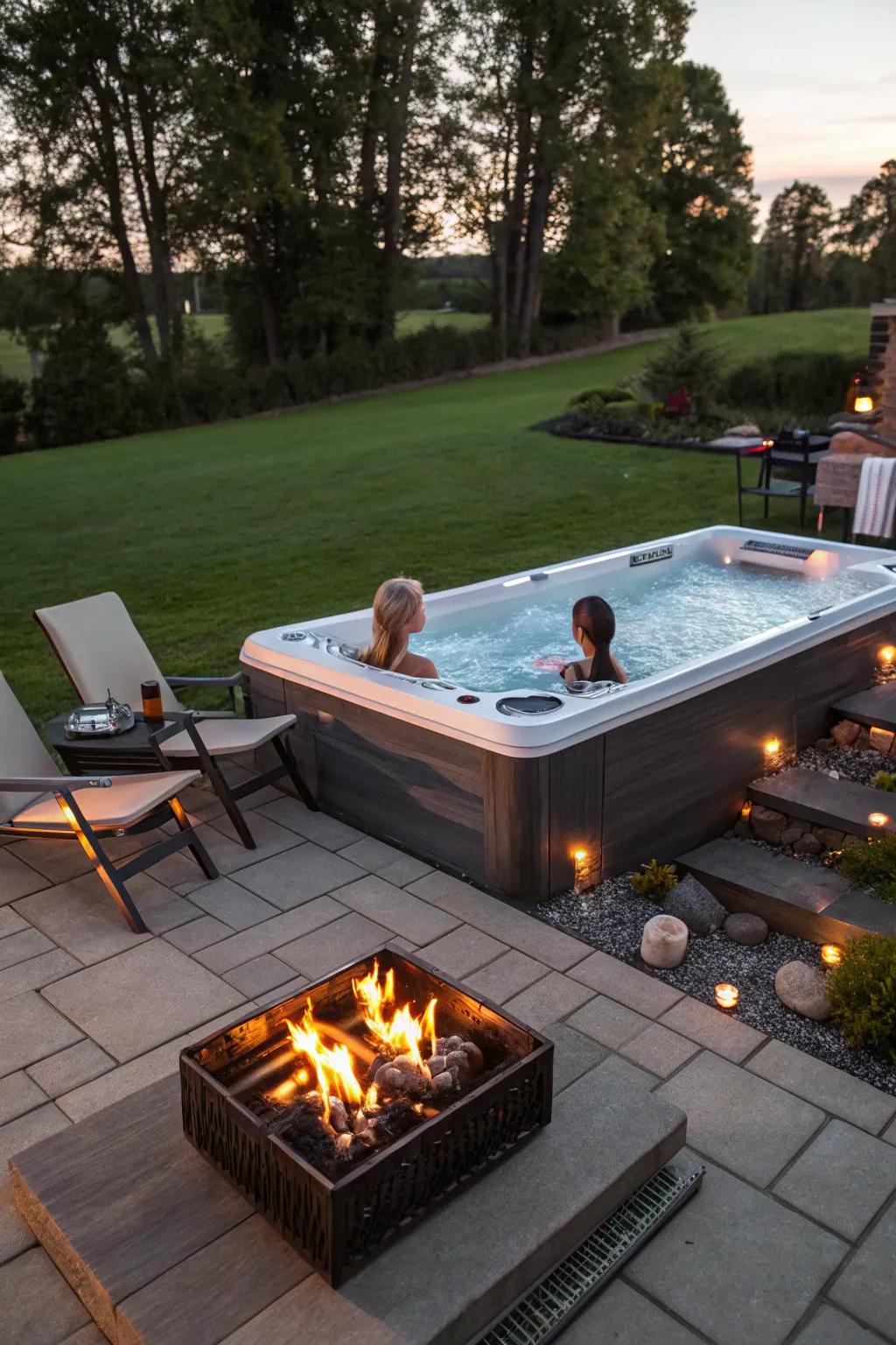 Burning pits provide warmth and extend the fun.