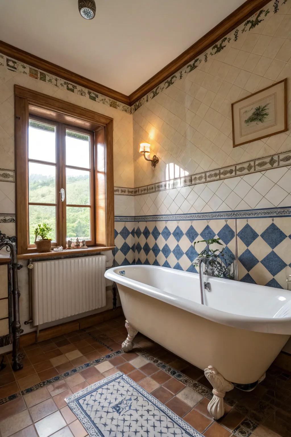 Time-Honored elements impart sentimental charm to your lavatory.