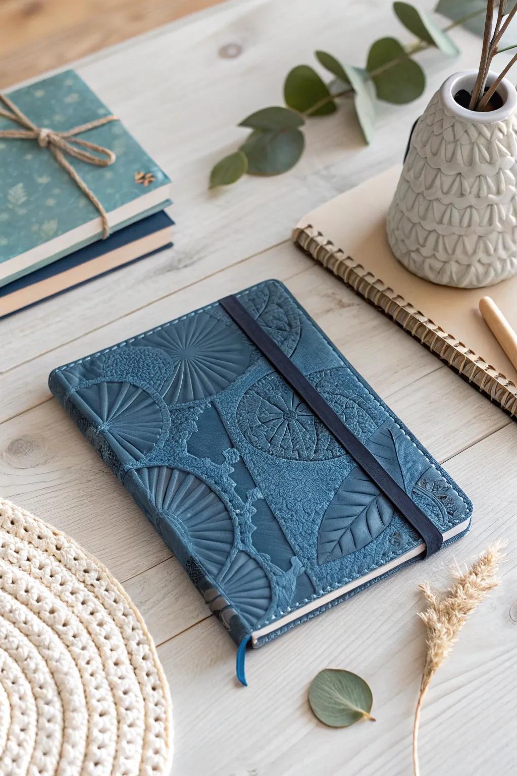 Celebrate the allure of single tone effect using a stylish azure notebook cover that signifies simplicity and sophistication.