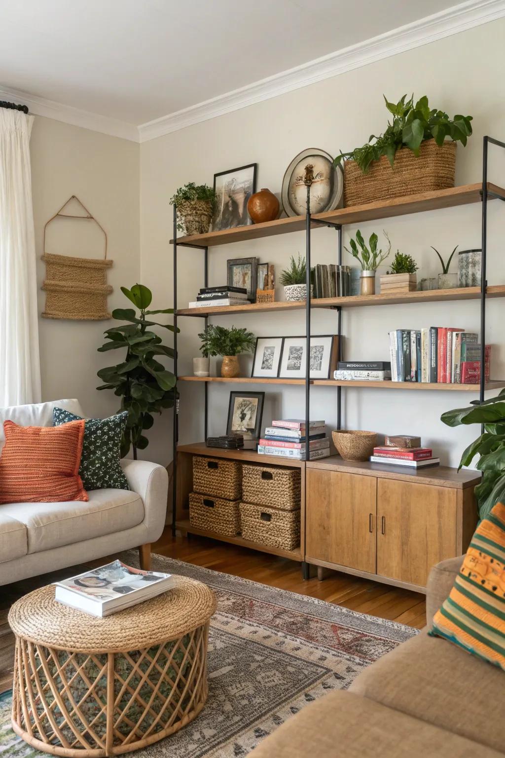 These renter-friendly shelves are both stylish and provide great storage options.