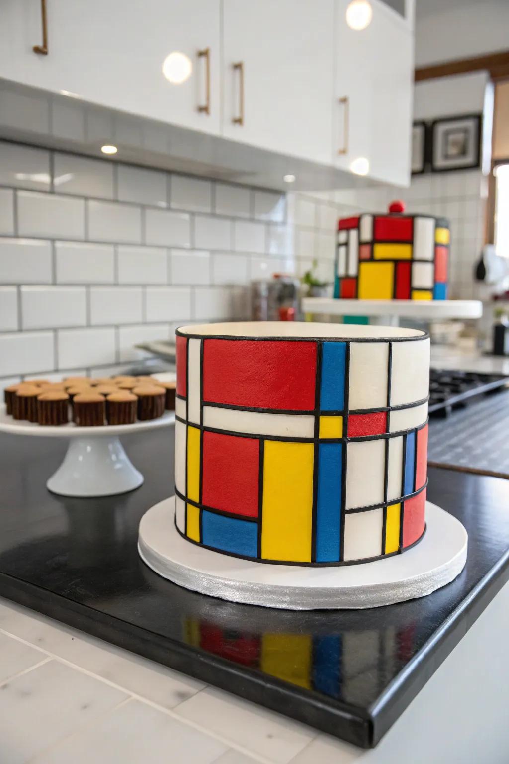 A neoplastic cake design is ideal for those who appreciate minimalist allure.