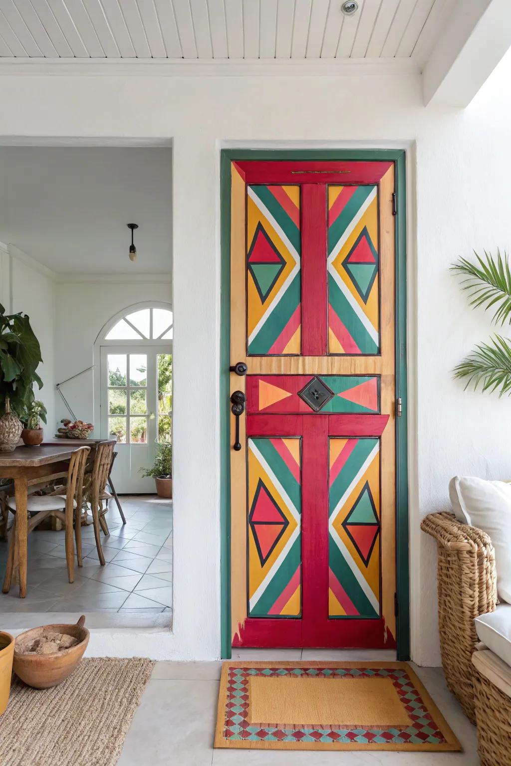 A geometric-patterned door that adds a modern edge to any space.