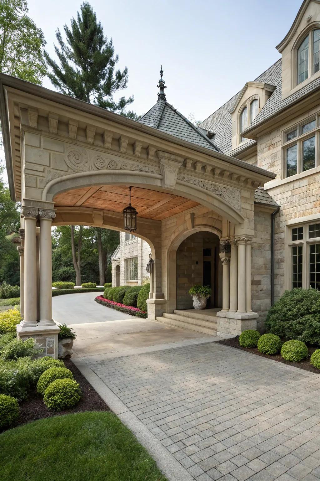 A refined carriage gateway merging elegance with practicality.