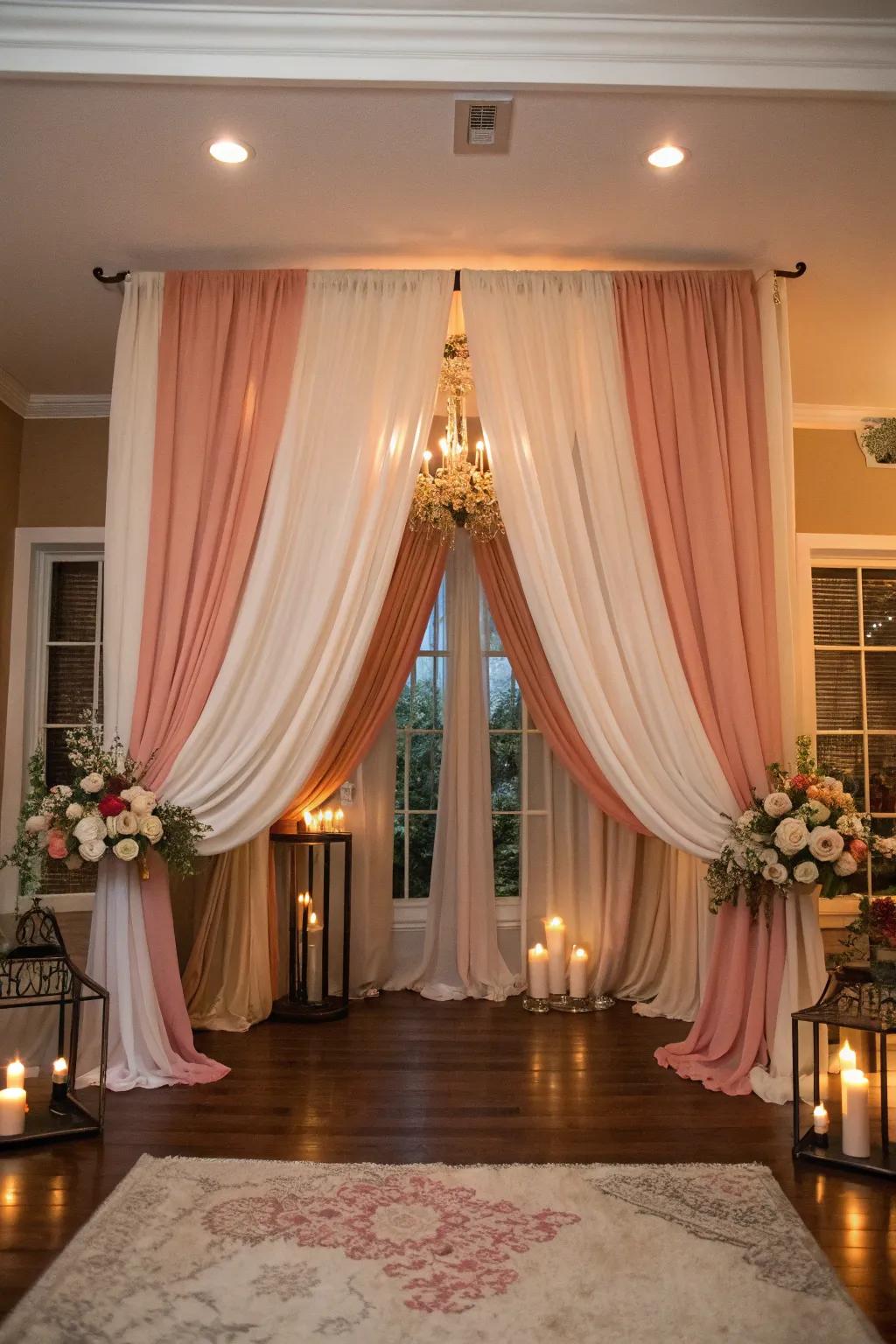 Create refinement through soft draped textiles.