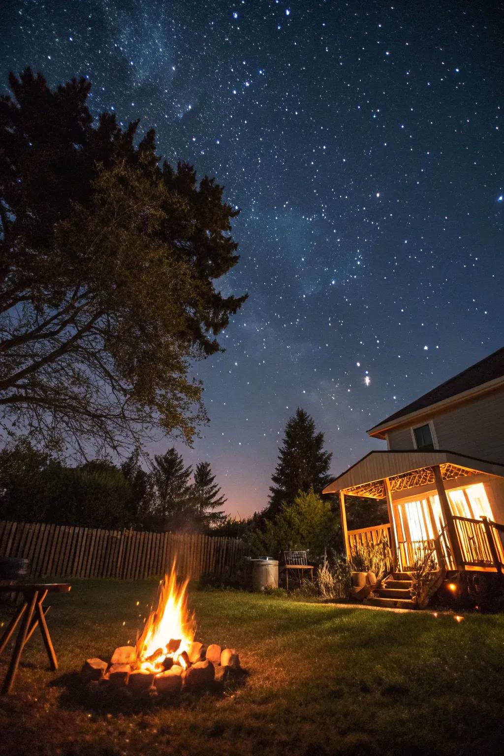 Stargazing adds a touch of wonder to your bonfire party.
