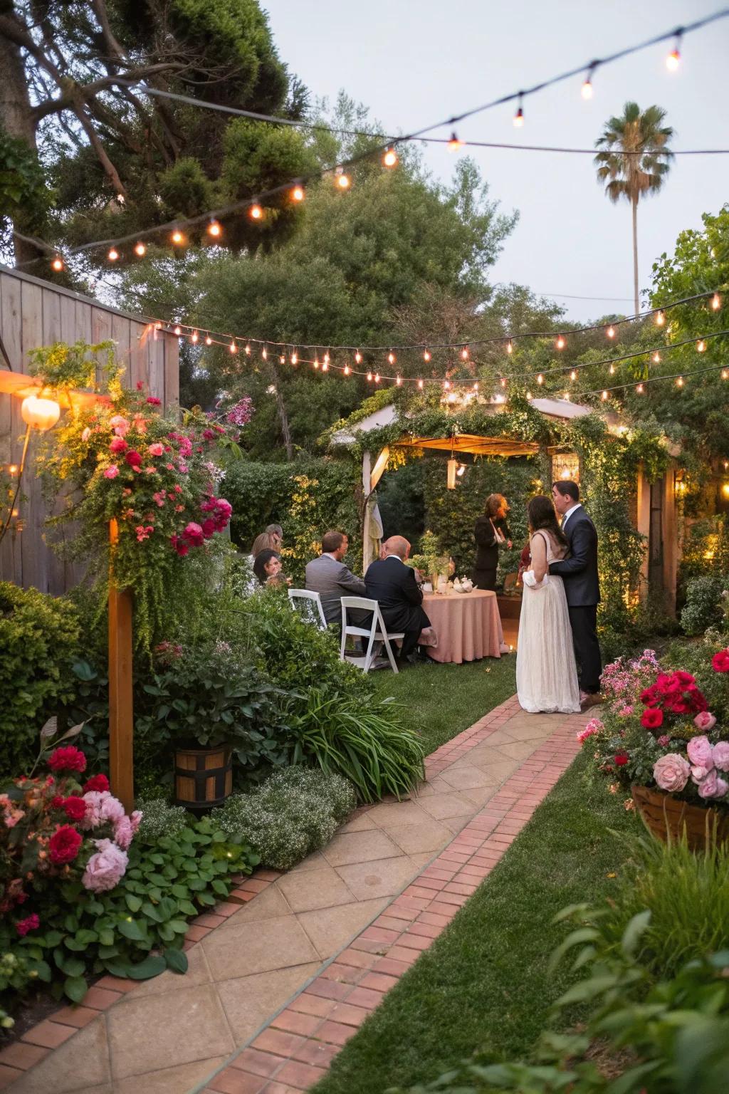 Greenery and florals enhance the natural beauty of an outdoor celebration.
