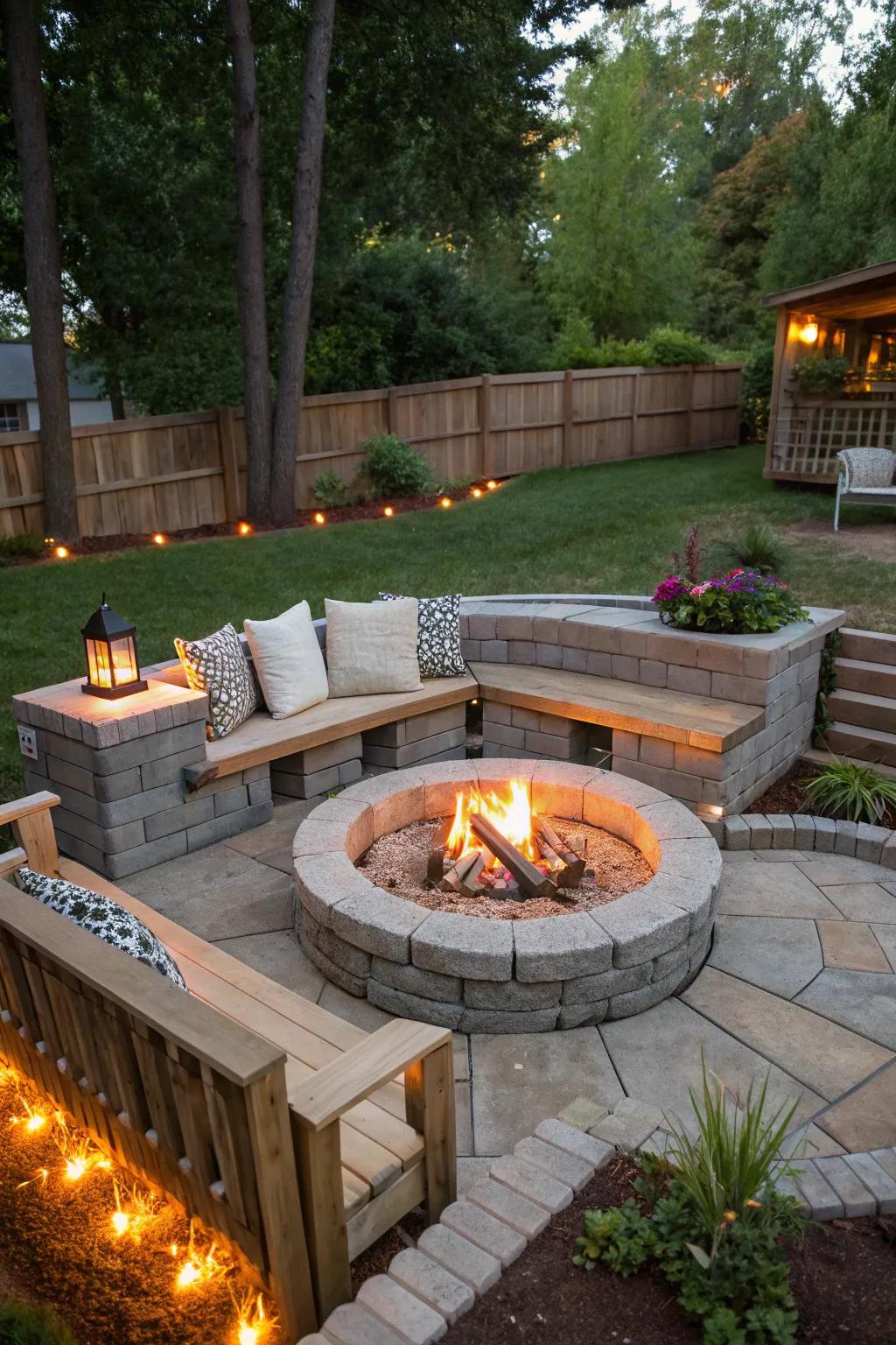 Your fire pit area will have more architectural appeal with multi-level seating.