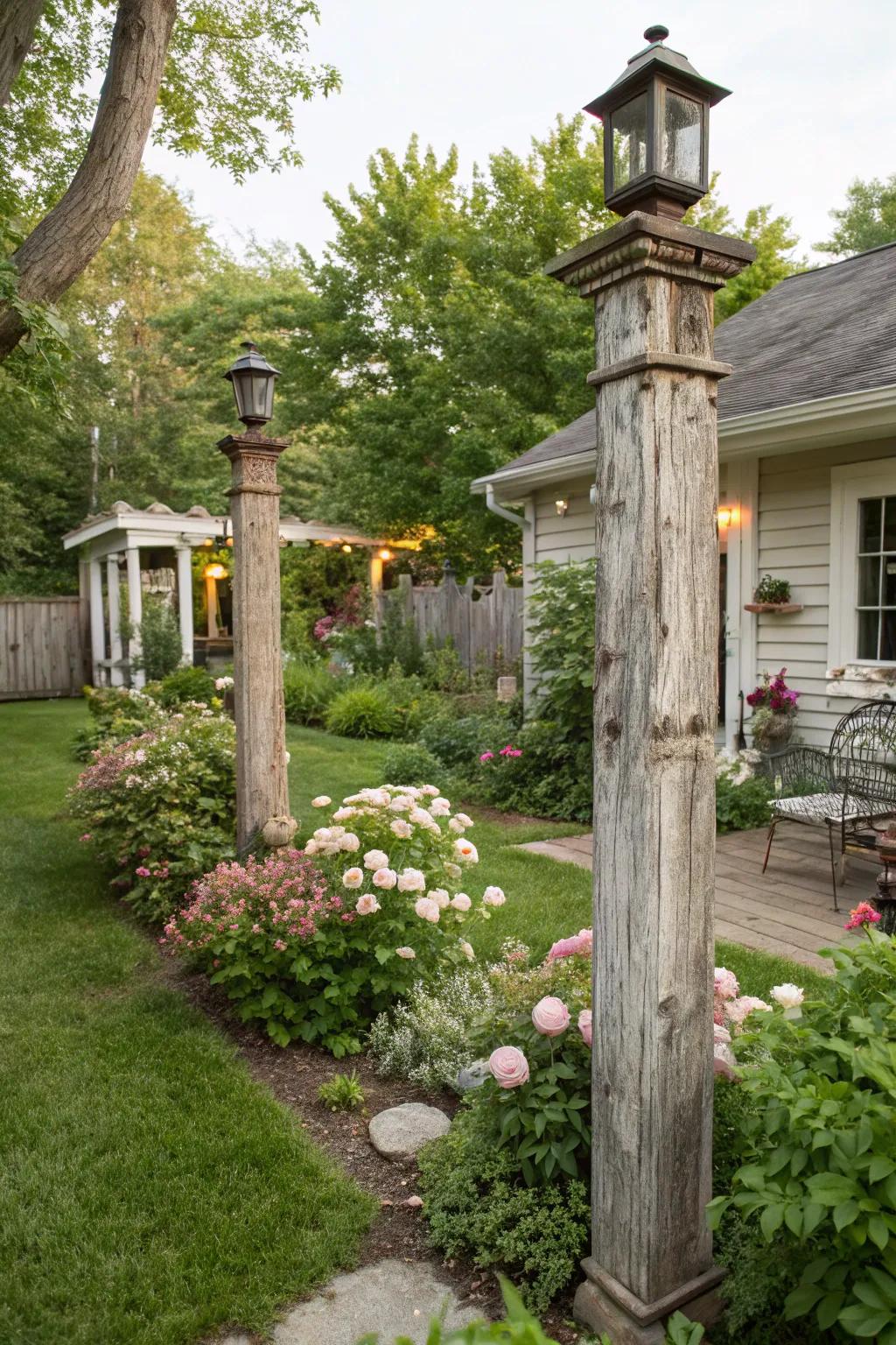 Add charm and character with vintage recycled beams in your backyard.
