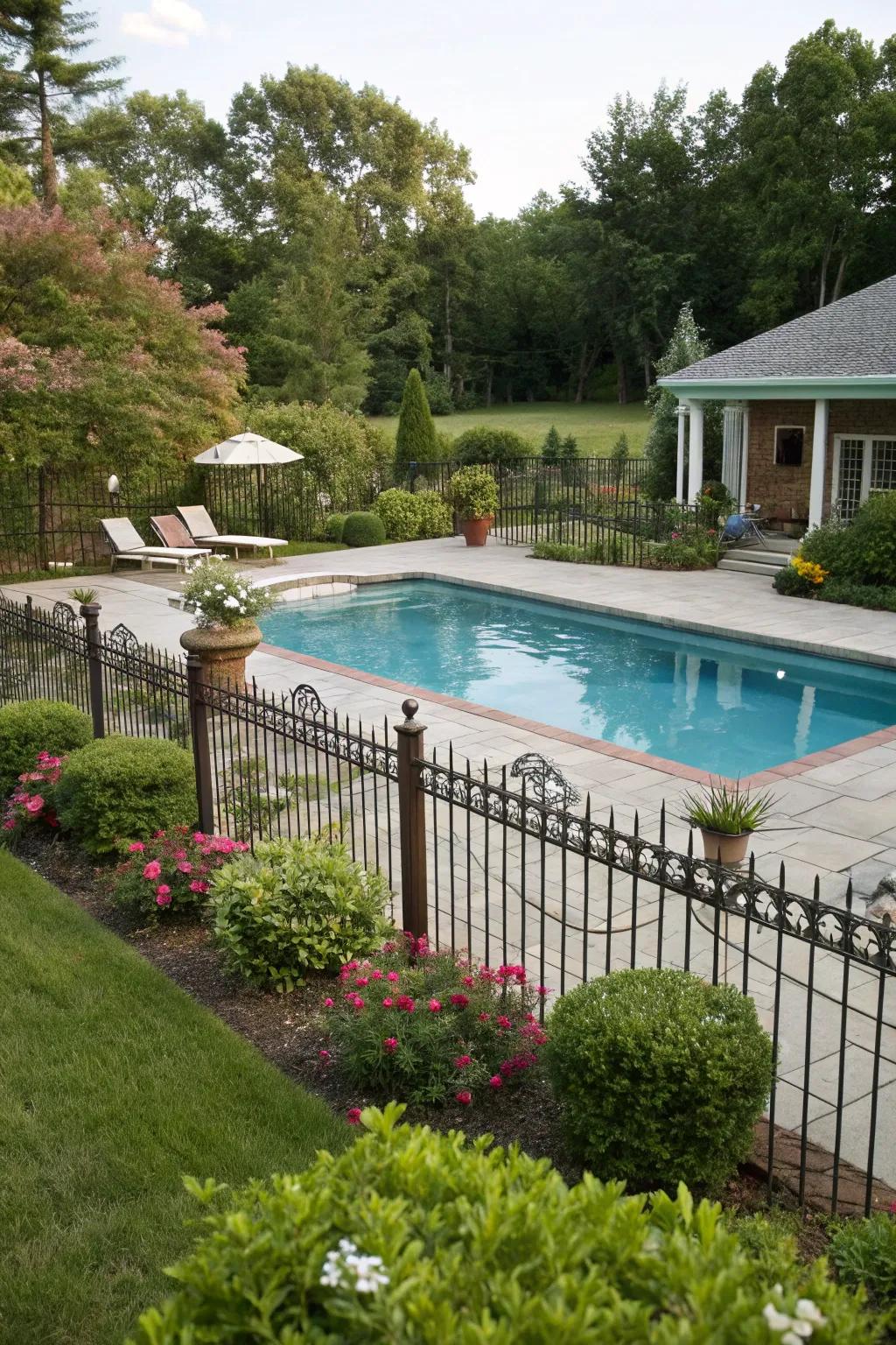 Ornamental barrier adds safety and design to your pool zone.