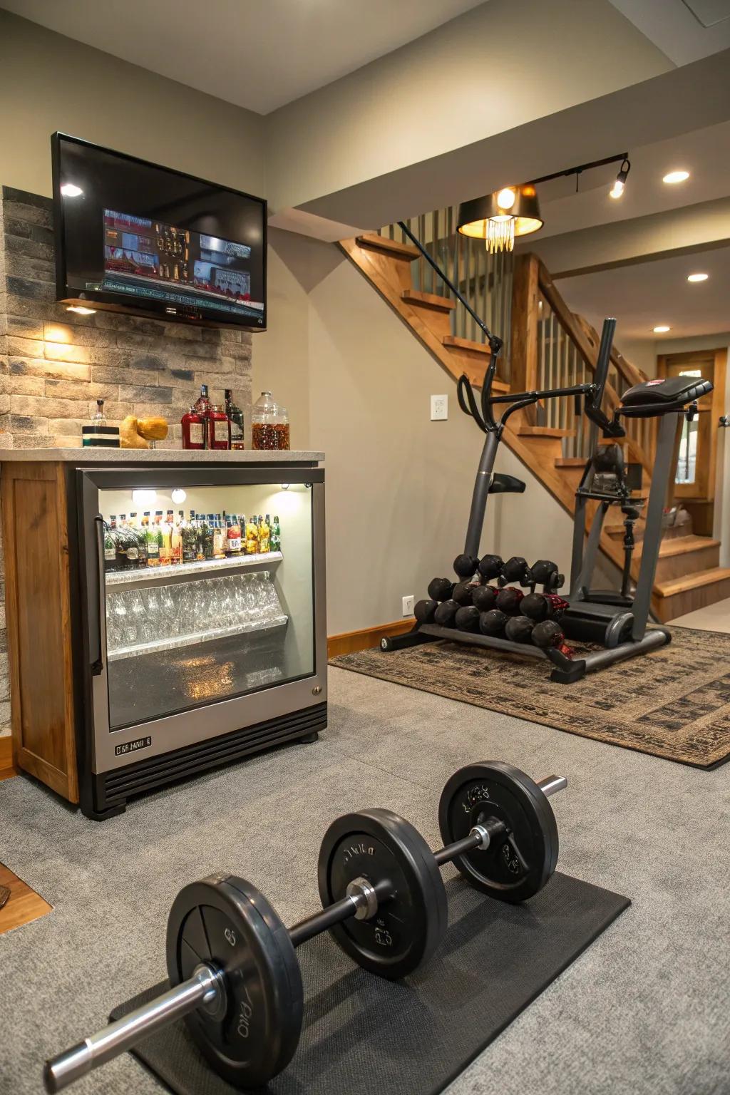 A refreshment station keeps you hydrated and happy.