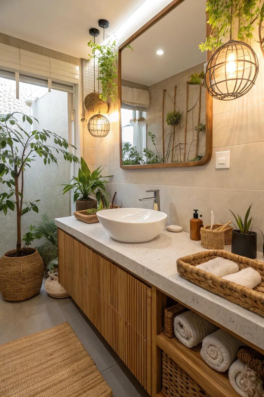 Reed countertops offer a sustainable and chic option.