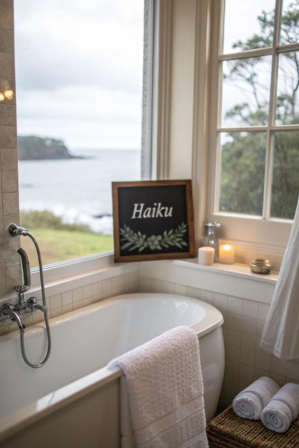 Infuse art into your area with poetic bathroom markers.